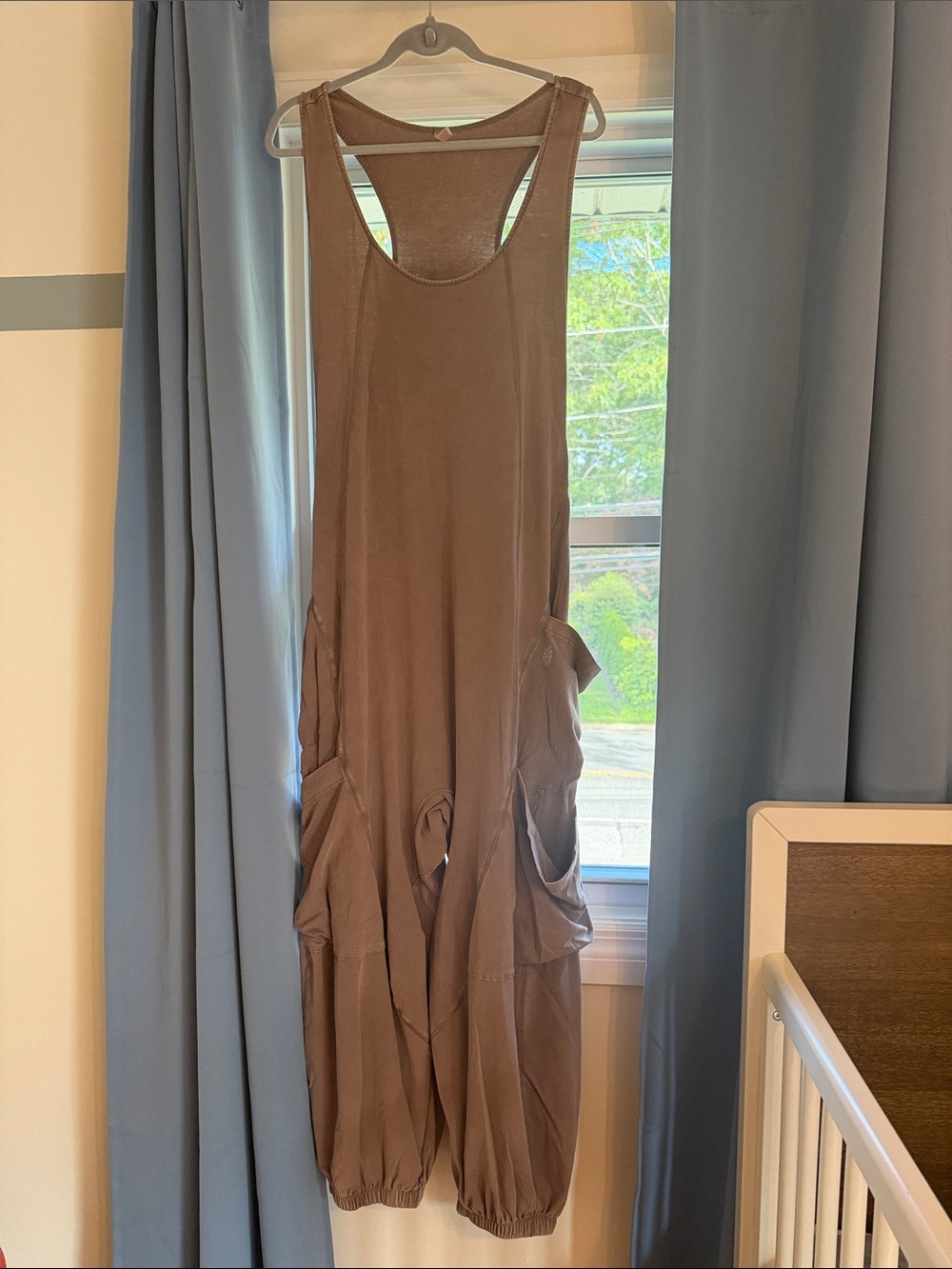 FP Movement by Free People Brown Sleeveless Pocket Harem Jumpsuit